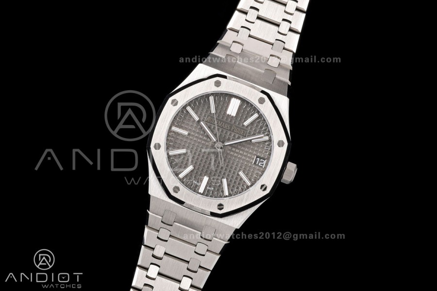 Royal Oak 15510 SS OCTA 1:1 Best Edition Gray Dial on SS Bracelet JH4302 Super Clone (Free Sprung)