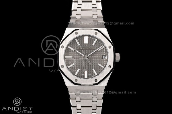 Royal Oak 15510 SS OCTA 1:1 Best Edition Gray Dial on SS Bracelet JH4302 Super Clone (Free Sprung)