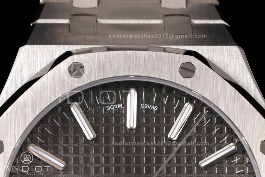 Royal Oak 15510 SS OCTA 1:1 Best Edition Gray Dial on SS Bracelet JH4302 Super Clone (Free Sprung)