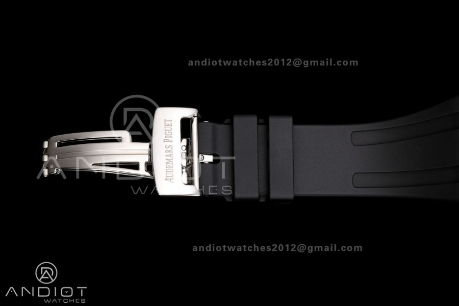 Royal Oak 15510 SS OCTA 1:1 Best Edition Gray Dial on Black Rubber Strap JH4302 Super Clone (Free Sprung)