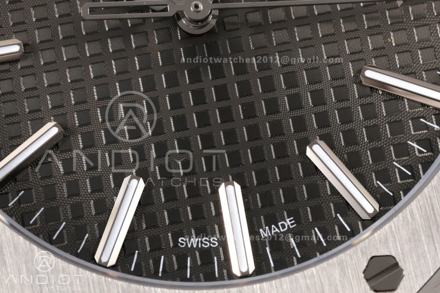Royal Oak 15510 SS OCTA 1:1 Best Edition Gray Dial on Black Rubber Strap JH4302 Super Clone (Free Sprung)