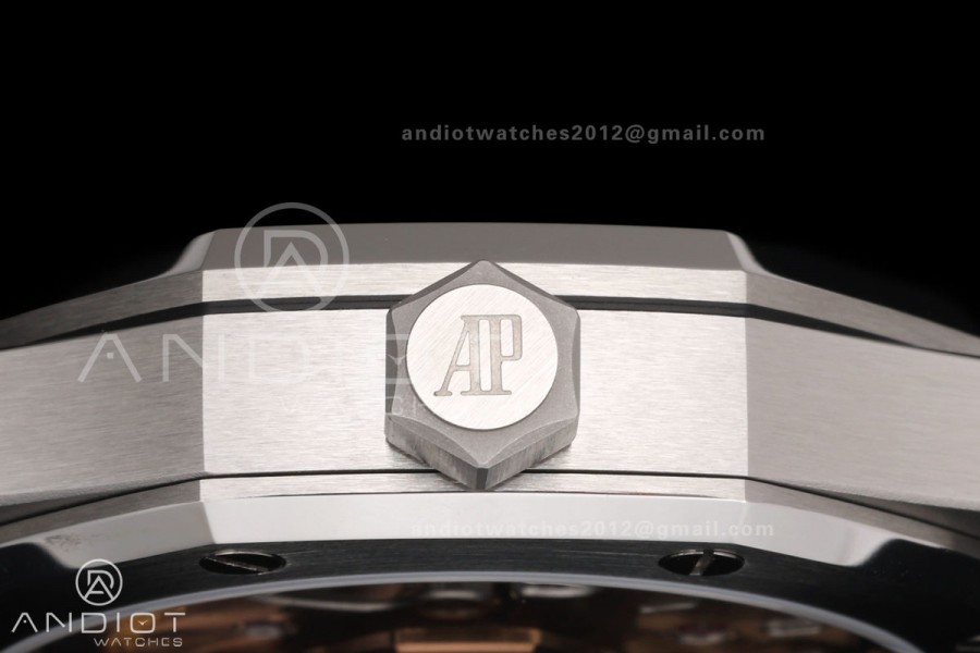 Royal Oak 15510 SS OCTA 1:1 Best Edition Gray Dial on Black Rubber Strap JH4302 Super Clone (Free Sprung)