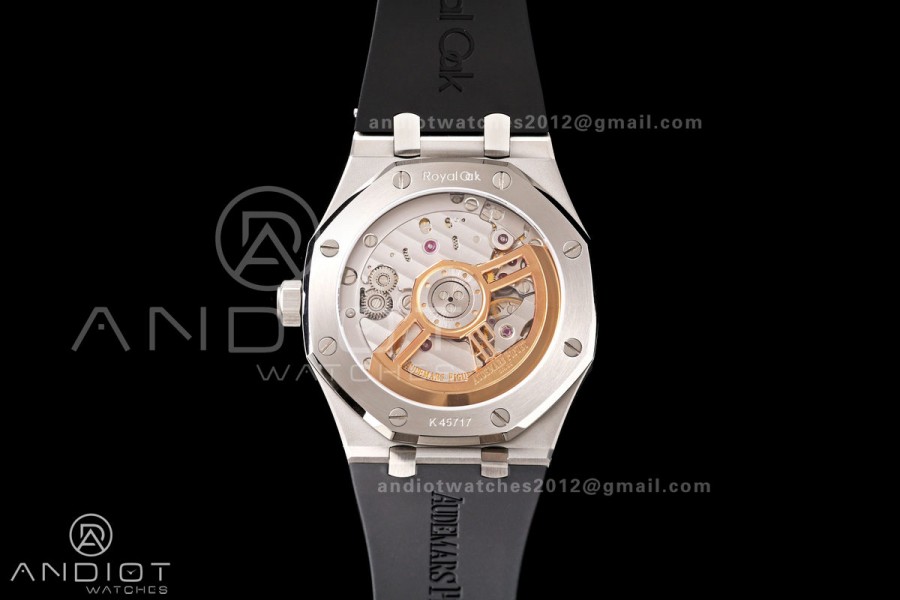 Royal Oak 15510 SS OCTA 1:1 Best Edition Gray Dial on Black Rubber Strap JH4302 Super Clone (Free Sprung)