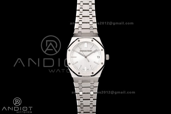 Royal Oak 15510 SS OCTA 1:1 Best Edition White Dial on SS Bracelet JH4302 Super Clone (Free Sprung)