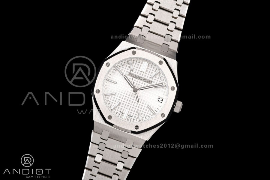 Royal Oak 15510 SS OCTA 1:1 Best Edition White Dial on SS Bracelet JH4302 Super Clone (Free Sprung)