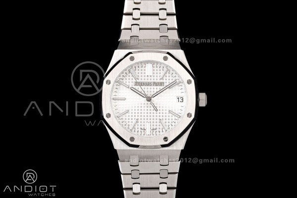 Royal Oak 15510 SS OCTA 1:1 Best Edition White Dial on SS Bracelet JH4302 Super Clone (Free Sprung)