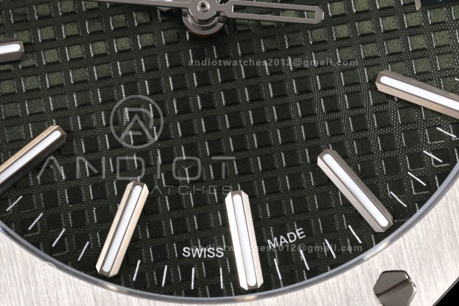 Royal Oak 15510 SS OCTA 1:1 Best Edition Green Dial on SS Bracelet JH4302 Super Clone (Free Sprung)
