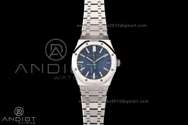 Royal Oak 15510 SS OCTA 1:1 Best Edition Blue Dial on SS Bracelet JH4302 Super Clone (Free Sprung)