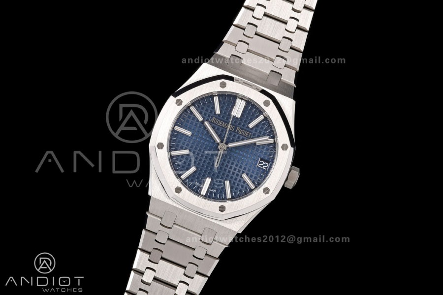 Royal Oak 15510 SS OCTA 1:1 Best Edition Blue Dial on SS Bracelet JH4302 Super Clone (Free Sprung)