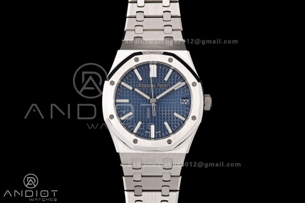 Royal Oak 15510 SS OCTA 1:1 Best Edition Blue Dial on SS Bracelet JH4302 Super Clone (Free Sprung)