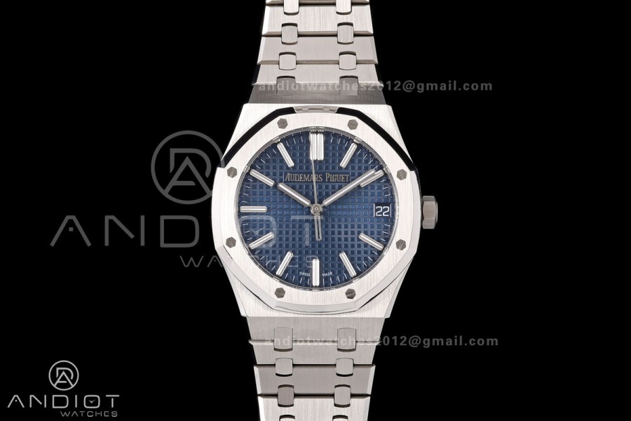 Royal Oak 15510 SS OCTA 1:1 Best Edition Blue Dial on SS Bracelet JH4302 Super Clone (Free Sprung)