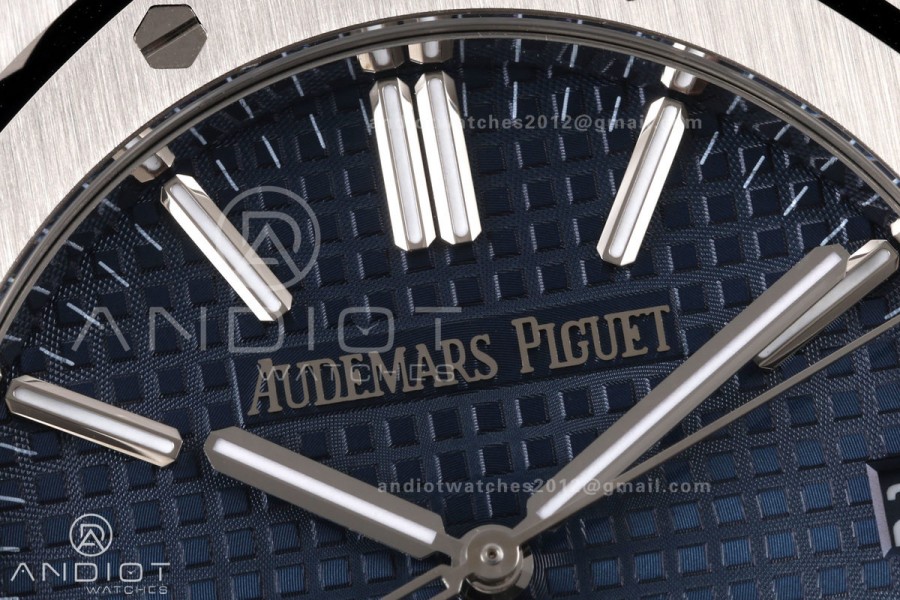 Royal Oak 15510 SS OCTA 1:1 Best Edition Blue Dial on SS Bracelet JH4302 Super Clone (Free Sprung)