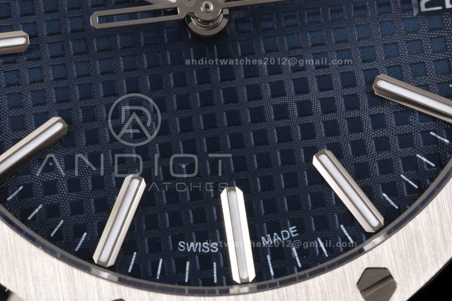 Royal Oak 15510 SS OCTA 1:1 Best Edition Blue Dial on SS Bracelet JH4302 Super Clone (Free Sprung)