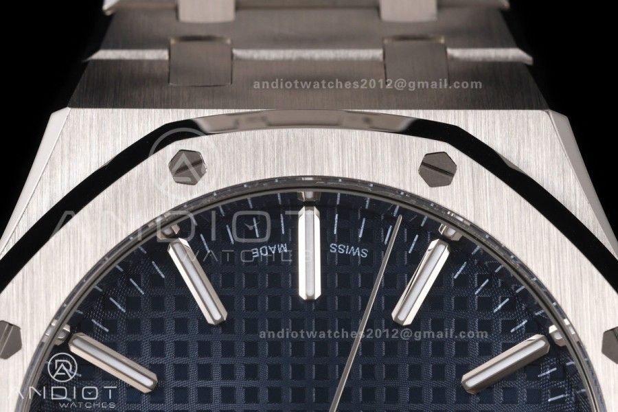 Royal Oak 15510 SS OCTA 1:1 Best Edition Blue Dial on SS Bracelet JH4302 Super Clone (Free Sprung)