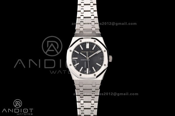 Royal Oak 15510 SS OCTA 1:1 Best Edition Black Dial on SS Bracelet JH4302 Super Clone (Free Sprung)