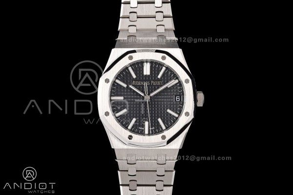 Royal Oak 15510 SS OCTA 1:1 Best Edition Black Dial on SS Bracelet JH4302 Super Clone (Free Sprung)