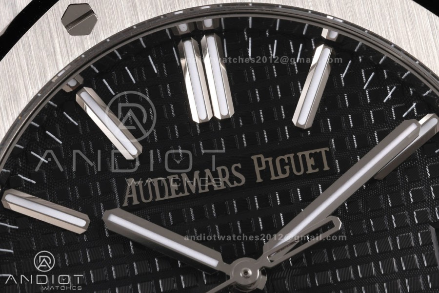Royal Oak 15510 SS OCTA 1:1 Best Edition Black Dial on SS Bracelet JH4302 Super Clone (Free Sprung)