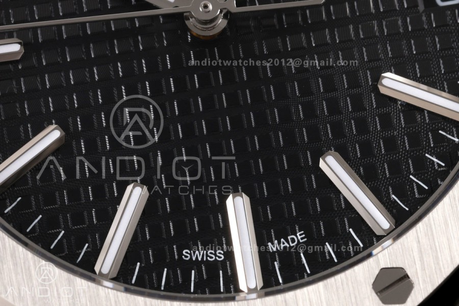 Royal Oak 15510 SS OCTA 1:1 Best Edition Black Dial on SS Bracelet JH4302 Super Clone (Free Sprung)