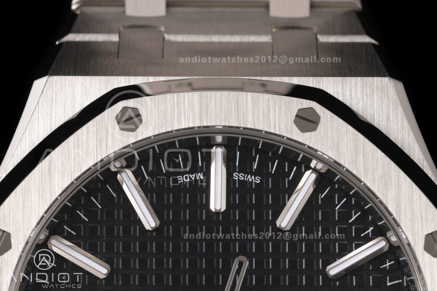 Royal Oak 15510 SS OCTA 1:1 Best Edition Black Dial on SS Bracelet JH4302 Super Clone (Free Sprung)