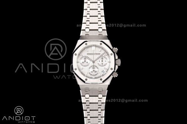 Royal Oak Chrono 26240 SS OCTA 1:1 Best Edition White Dial on SS Bracelet JH4401 Super Clone (Free Sprung)