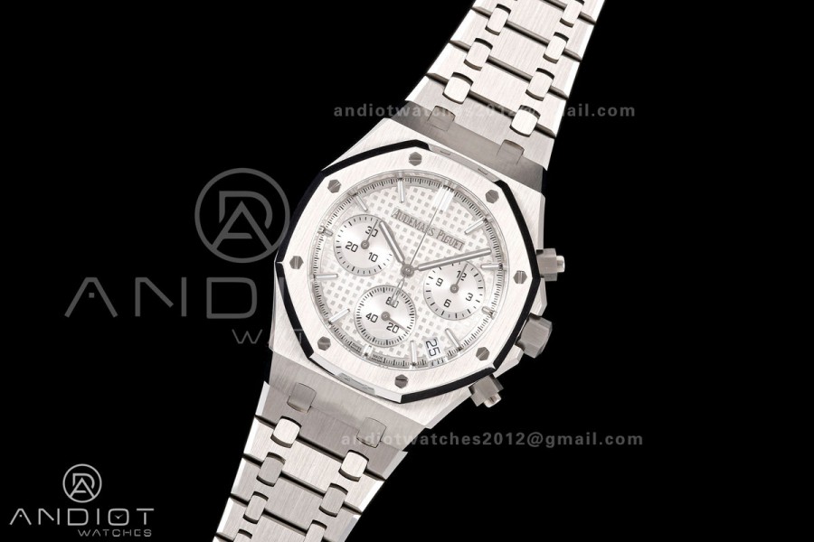 Royal Oak Chrono 26240 SS OCTA 1:1 Best Edition White Dial on SS Bracelet JH4401 Super Clone (Free Sprung)