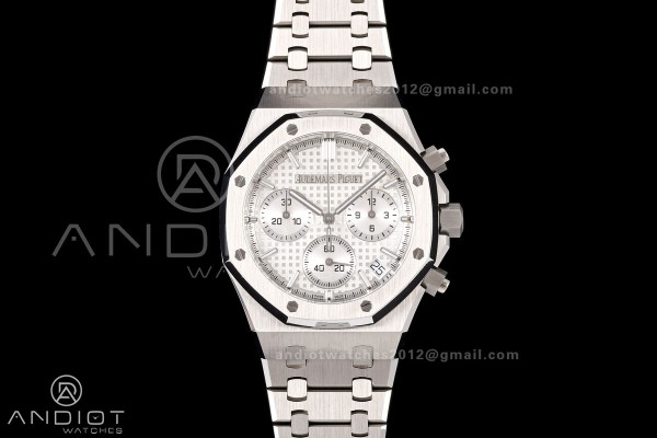 Royal Oak Chrono 26240 SS OCTA 1:1 Best Edition White Dial on SS Bracelet JH4401 Super Clone (Free Sprung)
