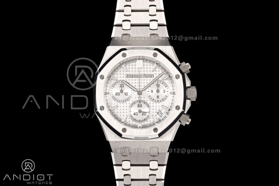 Royal Oak Chrono 26240 SS OCTA 1:1 Best Edition White Dial on SS Bracelet JH4401 Super Clone (Free Sprung)