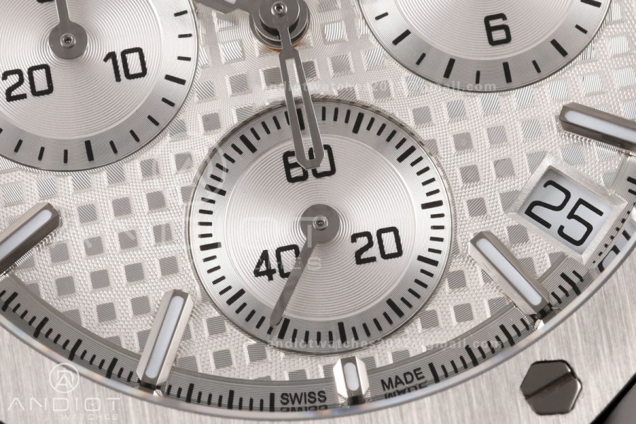 Royal Oak Chrono 26240 SS OCTA 1:1 Best Edition White Dial on SS Bracelet JH4401 Super Clone (Free Sprung)
