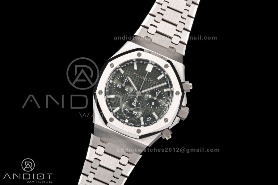 Royal Oak Chrono 26240 SS OCTA 1:1 Best Edition Green Dial on SS Bracelet JH4401 Super Clone (Free Sprung)