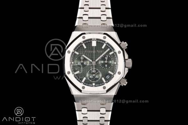 Royal Oak Chrono 26240 SS OCTA 1:1 Best Edition Green Dial on SS Bracelet JH4401 Super Clone (Free Sprung)