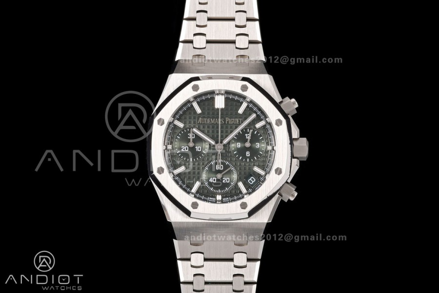 Royal Oak Chrono 26240 SS OCTA 1:1 Best Edition Green Dial on SS Bracelet JH4401 Super Clone (Free Sprung)