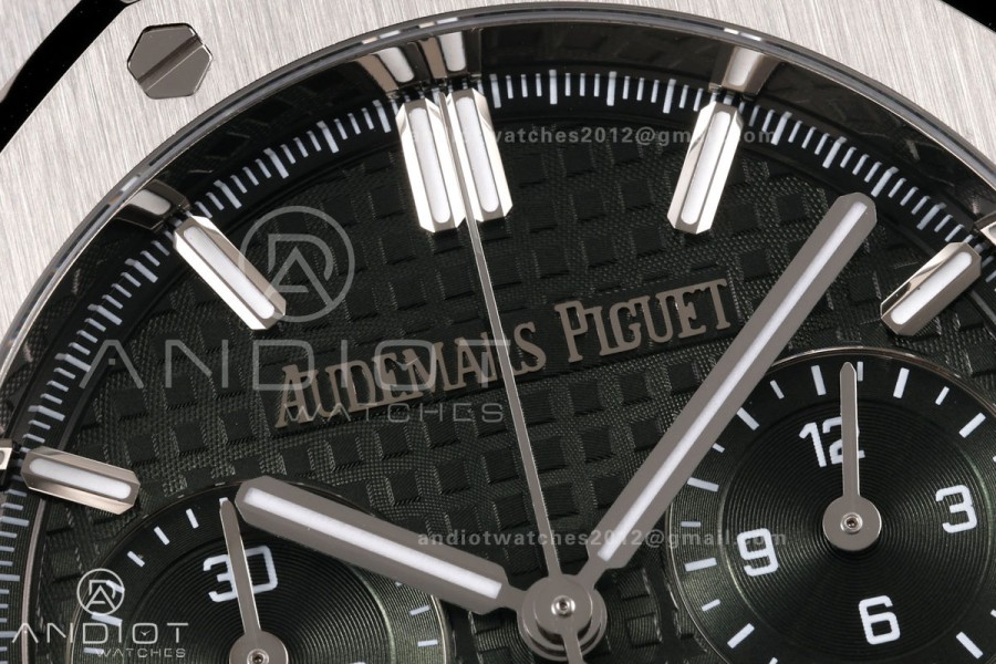 Royal Oak Chrono 26240 SS OCTA 1:1 Best Edition Green Dial on SS Bracelet JH4401 Super Clone (Free Sprung)