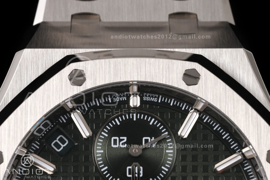 Royal Oak Chrono 26240 SS OCTA 1:1 Best Edition Green Dial on SS Bracelet JH4401 Super Clone (Free Sprung)