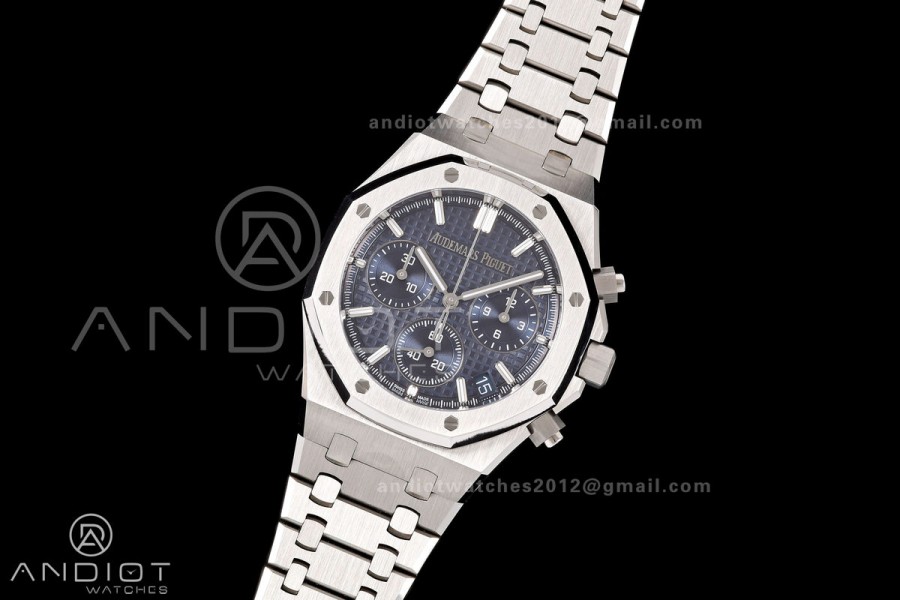 Royal Oak Chrono 26240 SS OCTA 1:1 Best Edition Blue Dial on SS Bracelet JH4401 Super Clone (Free Sprung)