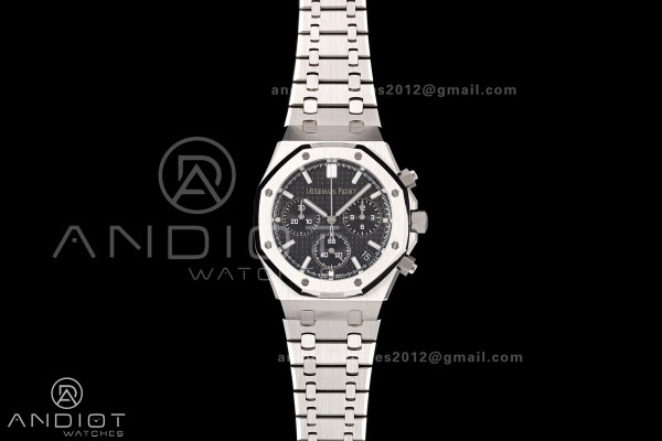 Royal Oak Chrono 26240 SS OCTA 1:1 Best Edition Black Dial on SS Bracelet JH4401 Super Clone (Free Sprung)