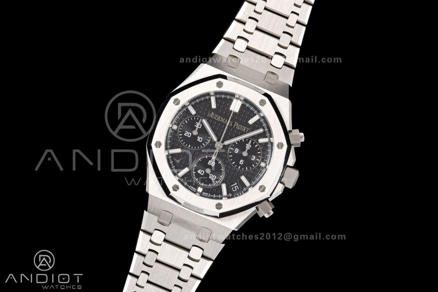 Royal Oak Chrono 26240 SS OCTA 1:1 Best Edition Black Dial on SS Bracelet JH4401 Super Clone (Free Sprung)