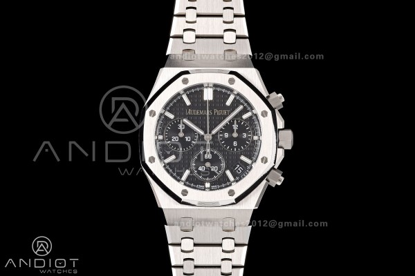 Royal Oak Chrono 26240 SS OCTA 1:1 Best Edition Black Dial on SS Bracelet JH4401 Super Clone (Free Sprung)
