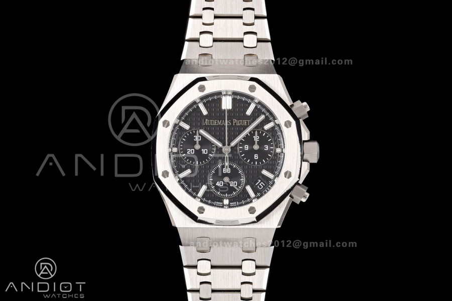 Royal Oak Chrono 26240 SS OCTA 1:1 Best Edition Black Dial on SS Bracelet JH4401 Super Clone (Free Sprung)
