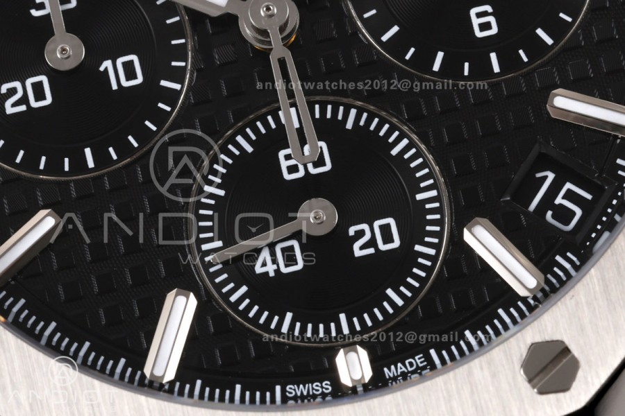 Royal Oak Chrono 26240 SS OCTA 1:1 Best Edition Black Dial on SS Bracelet JH4401 Super Clone (Free Sprung)