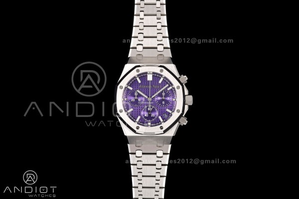 Royal Oak Chrono 26240 SS OCTA 1:1 Best Edition Purple Dial on SS Bracelet JH4401 Super Clone (Free Sprung)