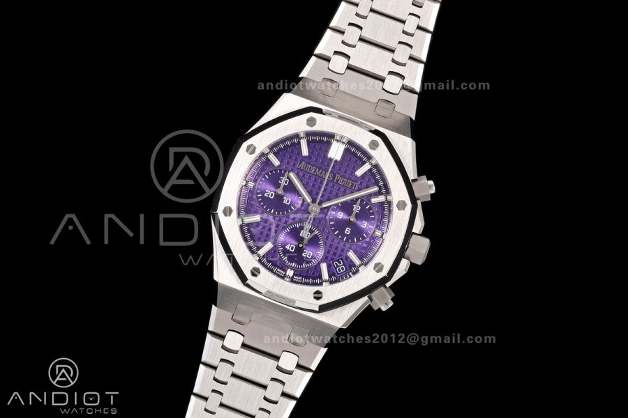 Royal Oak Chrono 26240 SS OCTA 1:1 Best Edition Purple Dial on SS Bracelet JH4401 Super Clone (Free Sprung)