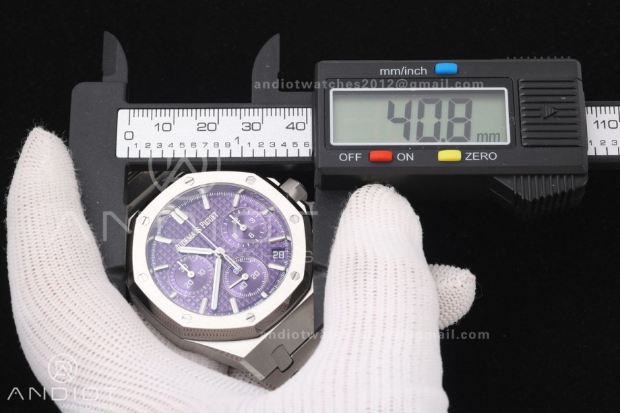 Royal Oak Chrono 26240 SS OCTA 1:1 Best Edition Purple Dial on SS Bracelet JH4401 Super Clone (Free Sprung)