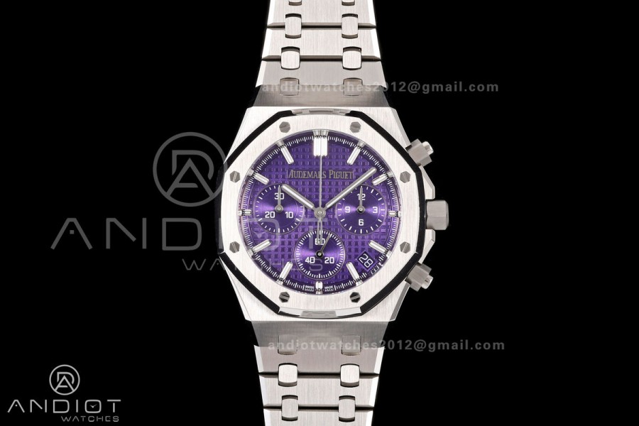 Royal Oak Chrono 26240 SS OCTA 1:1 Best Edition Purple Dial on SS Bracelet JH4401 Super Clone (Free Sprung)