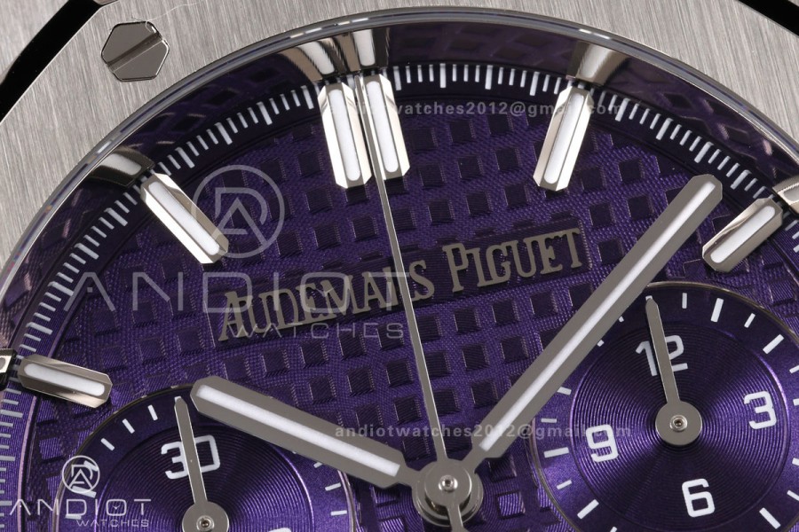 Royal Oak Chrono 26240 SS OCTA 1:1 Best Edition Purple Dial on SS Bracelet JH4401 Super Clone (Free Sprung)