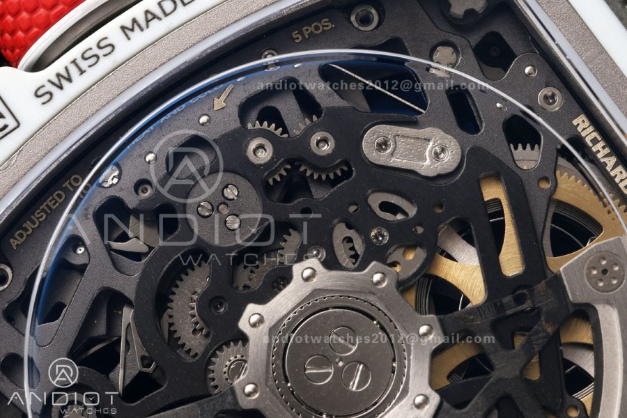 RICH Maker's 1:1 RM67-02 White NTPT France Blue/White/Red Skeleton Dial CRMA7 Super Clone