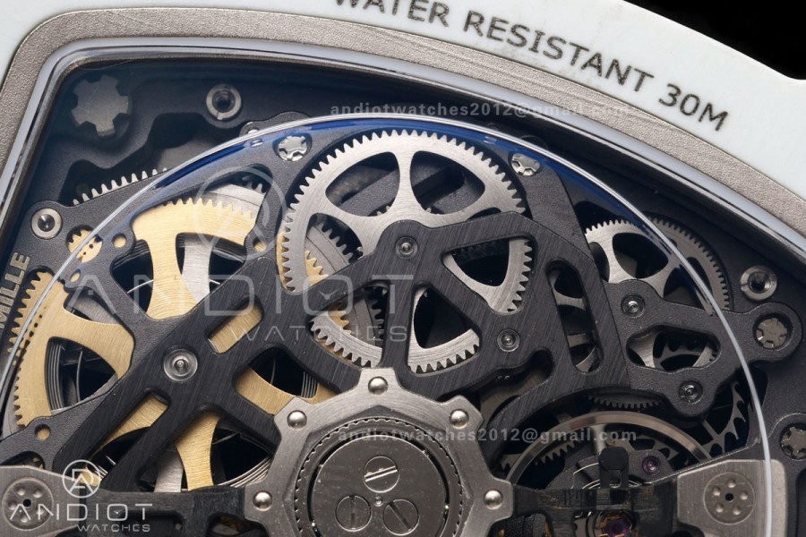 RICH Maker's 1:1 RM67-02 White NTPT France Blue/White/Red Skeleton Dial CRMA7 Super Clone