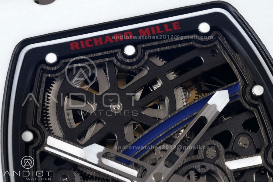 RICH Maker's 1:1 RM67-02 White NTPT France Blue/White/Red Skeleton Dial CRMA7 Super Clone