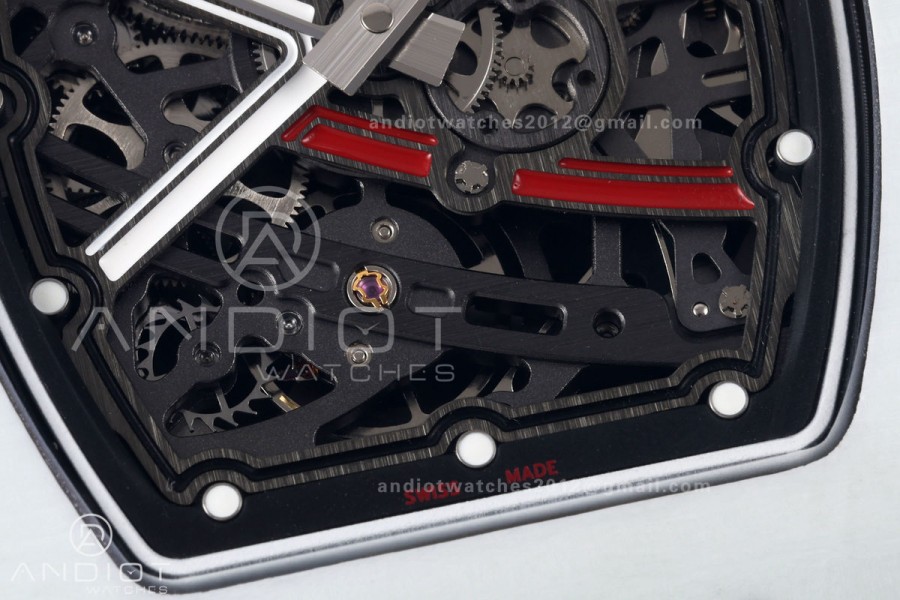 RICH Maker's 1:1 RM67-02 White NTPT France Blue/White/Red Skeleton Dial CRMA7 Super Clone