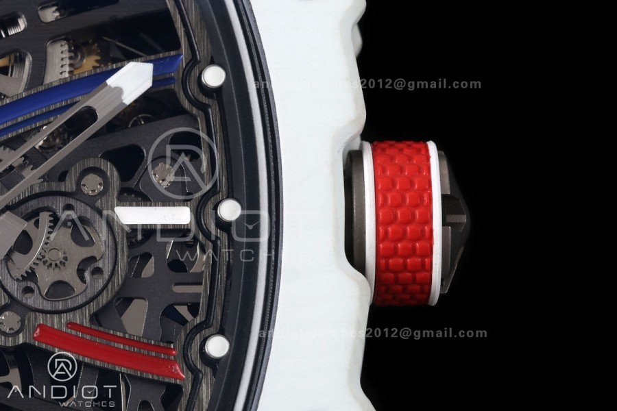 RICH Maker's 1:1 RM67-02 White NTPT France Blue/White/Red Skeleton Dial CRMA7 Super Clone