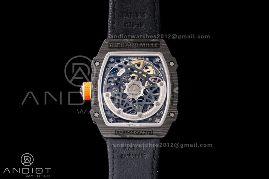 RICH Maker's 1:1 RM67-02 Black NTPT McLaren Orange Skeleton Dial CRMA7 Super Clone